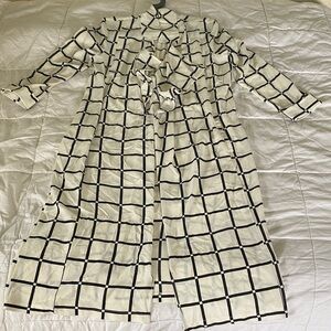 Atmosphere Black and White Grid Trench Coat